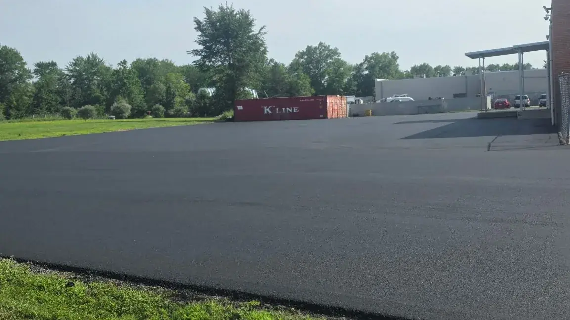 Newly paved commercial asphalt parking lot in Morris County, New Jersey